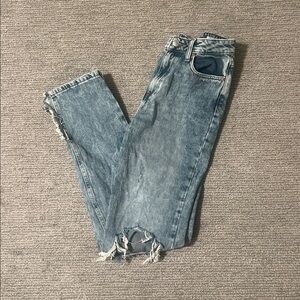 AVEC LES FILLES JEANS, ALL COTTON DISTRESSED COOL GIRL STRAIGHT LEG SIZE 28